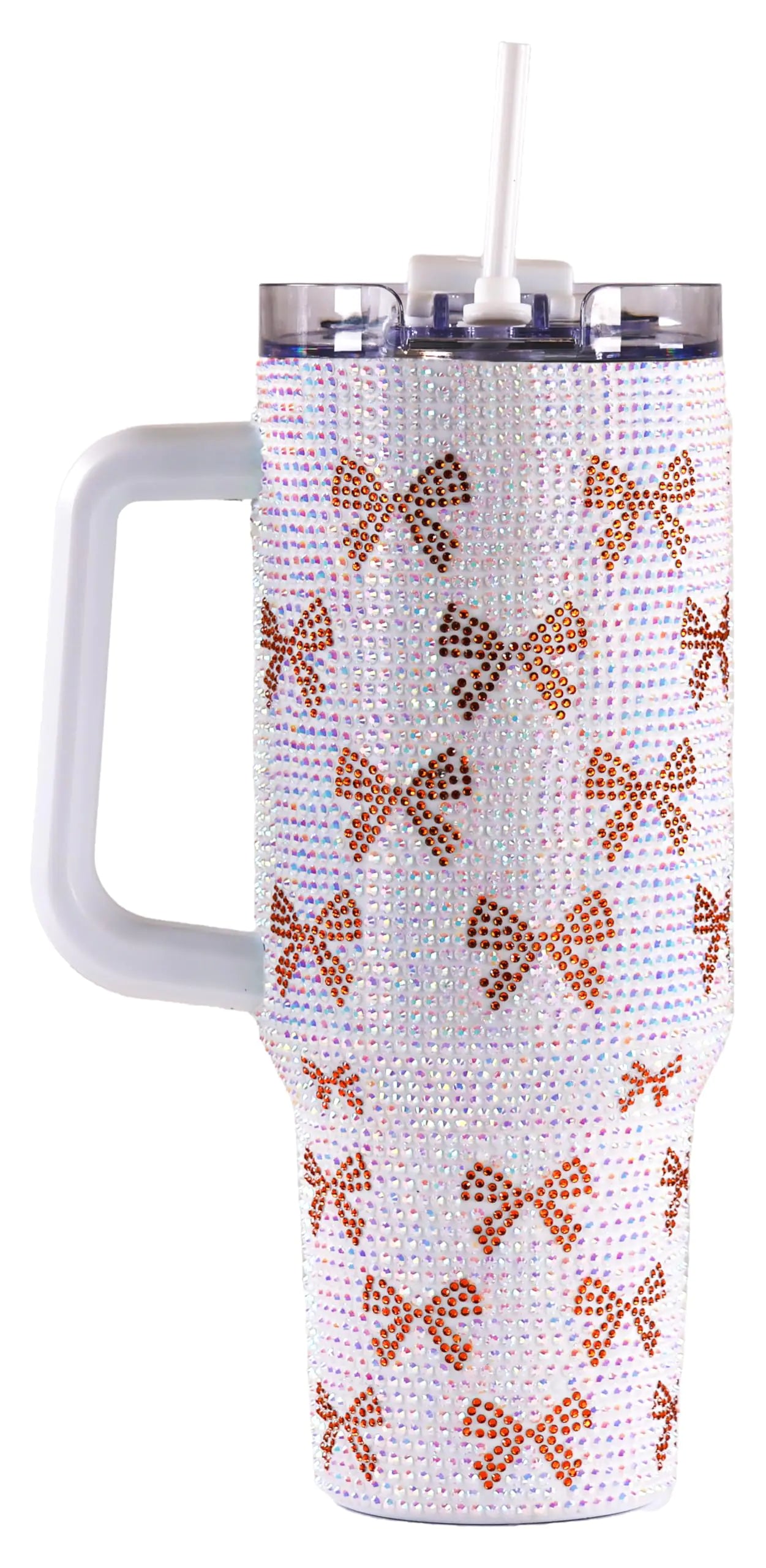 Simply Southern |Copo Térmico de 40 oz com Canudo e Tampa |Garrafa de Água Reutilizável de Aço Inoxidável Caneca de Viagem Amigável para Porta-Copos | Presentes para Mulheres (Lantejoulas - Laço Branco)